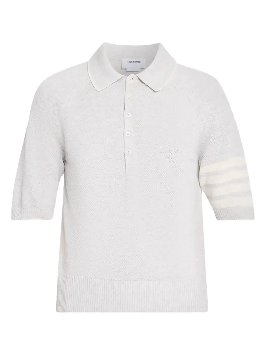 Thom Browne Men's Linen Cotton 4-Bar Polo Shirt
