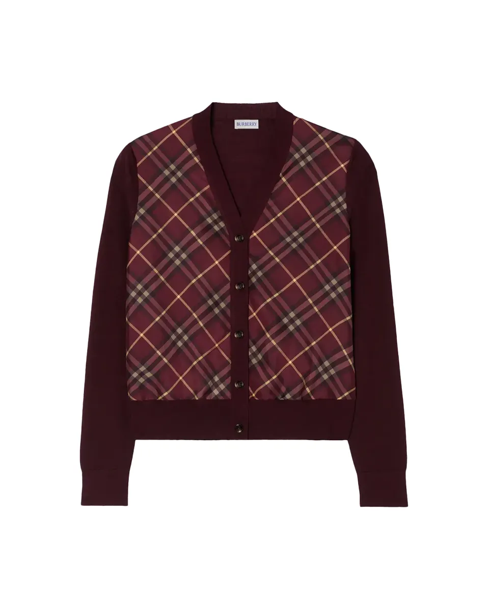 Burberry Check-Front Wool Silk Cardigan | Thumbnail 2 Burberry Check-Front Wool Silk Cardigan | Thumbnail 2