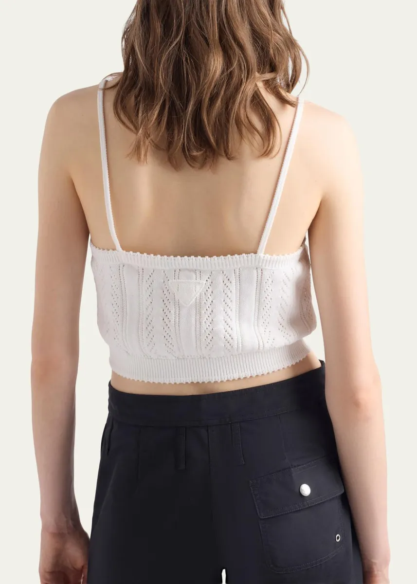 Prada Crop Cotton Tank Top | Thumbnail 3 Prada Crop Cotton Tank Top | Thumbnail 3
