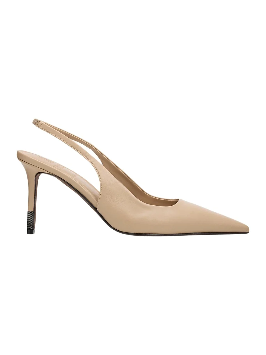 Leather Slingback Pumps with Monili Heel