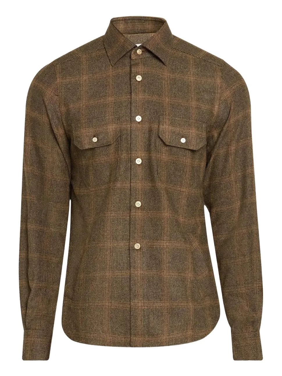 Kiton Men's Cashmere and Wool Plaid Button-Front Shirt