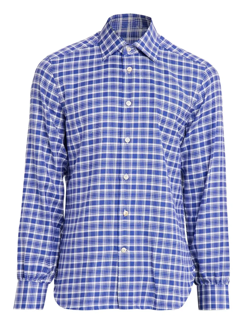 Kiton Men's Cotton and Cashmere Plaid Button-Down Shirt