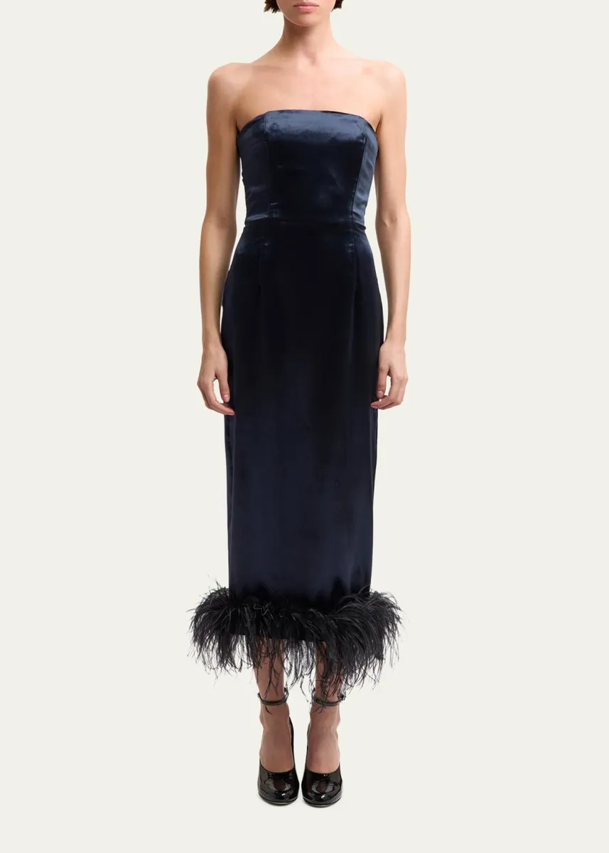 16Arlington Minelli Strapless Satin Midi Dress | Thumbnail 2