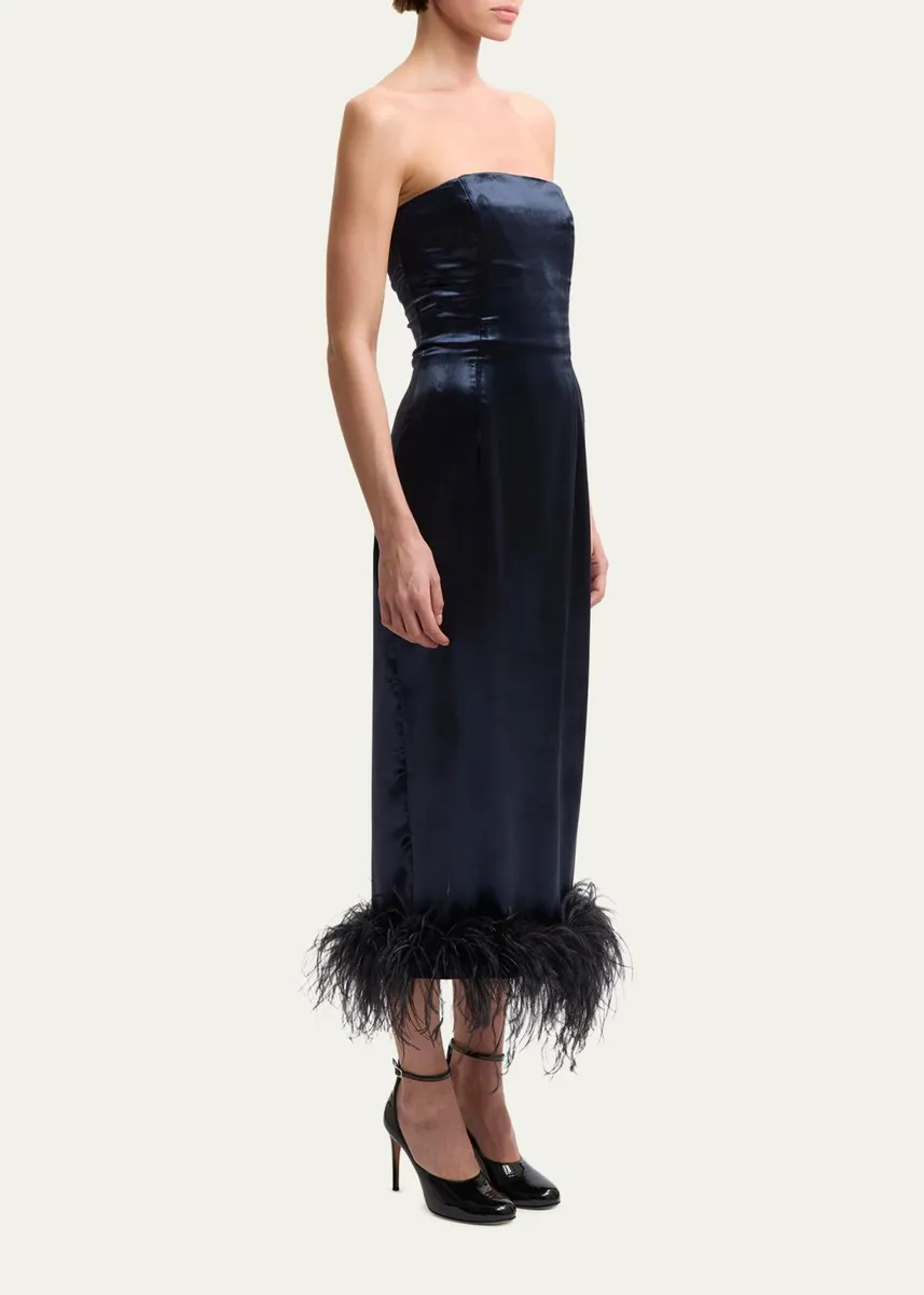 16Arlington Minelli Strapless Satin Midi Dress | Thumbnail 4