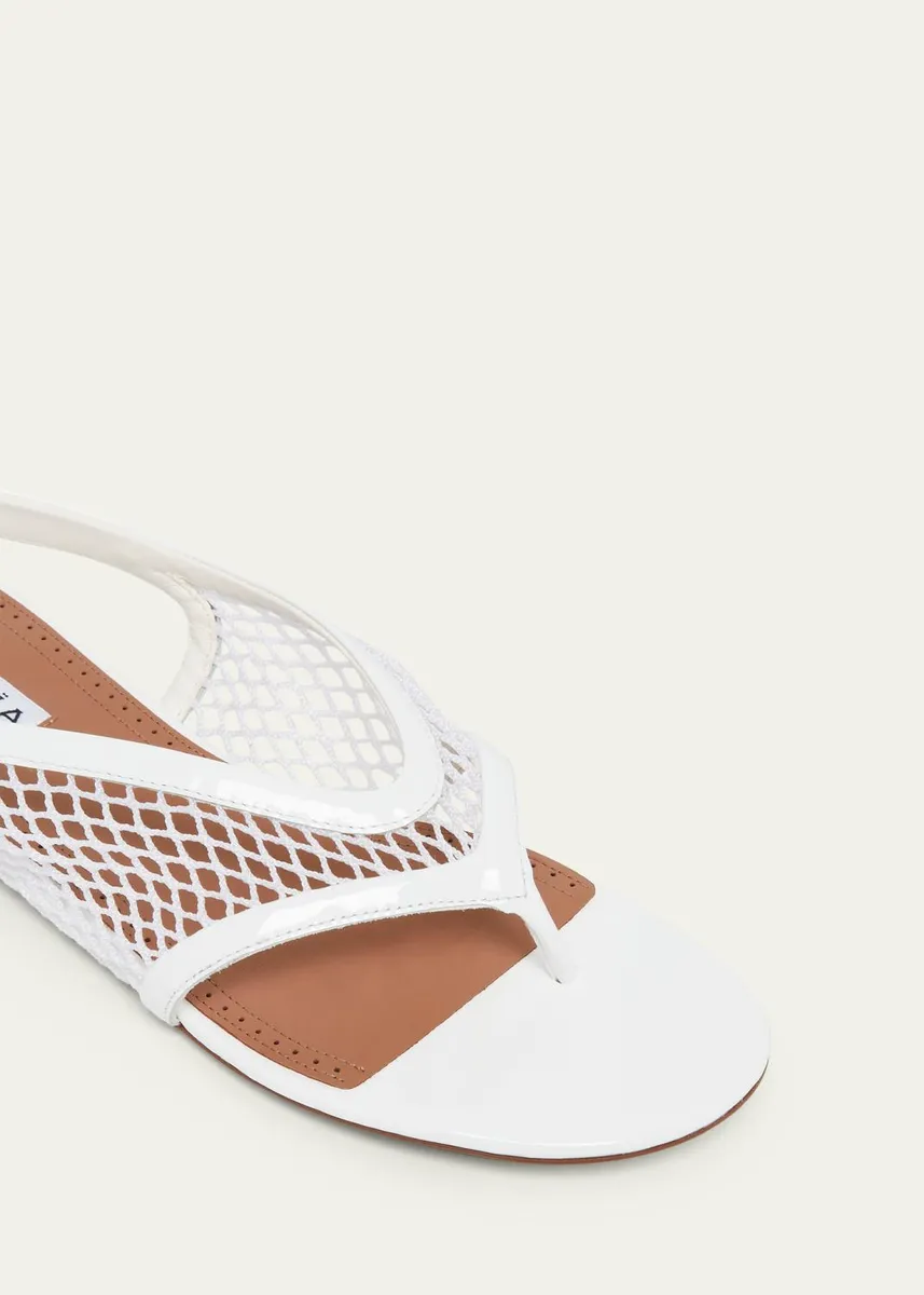 ALAÏA Fishnet Patent Leather Flat Thong Sandals | Thumbnail 3 ALAÏA Fishnet Patent Leather Flat Thong Sandals | Thumbnail 3
