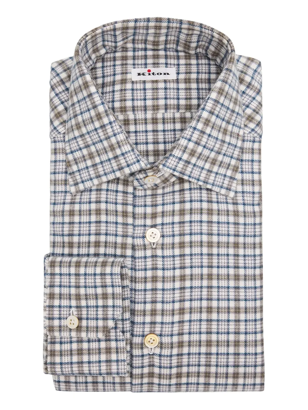 Kiton Men's Plaid Cotton Dress Shirt