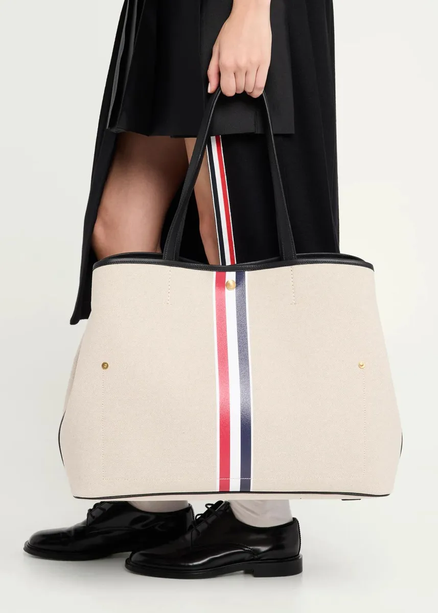 Thom Browne Tricolor-Striped Canvas Tote Bag | Thumbnail 2 Thom Browne Tricolor-Striped Canvas Tote Bag | Thumbnail 2