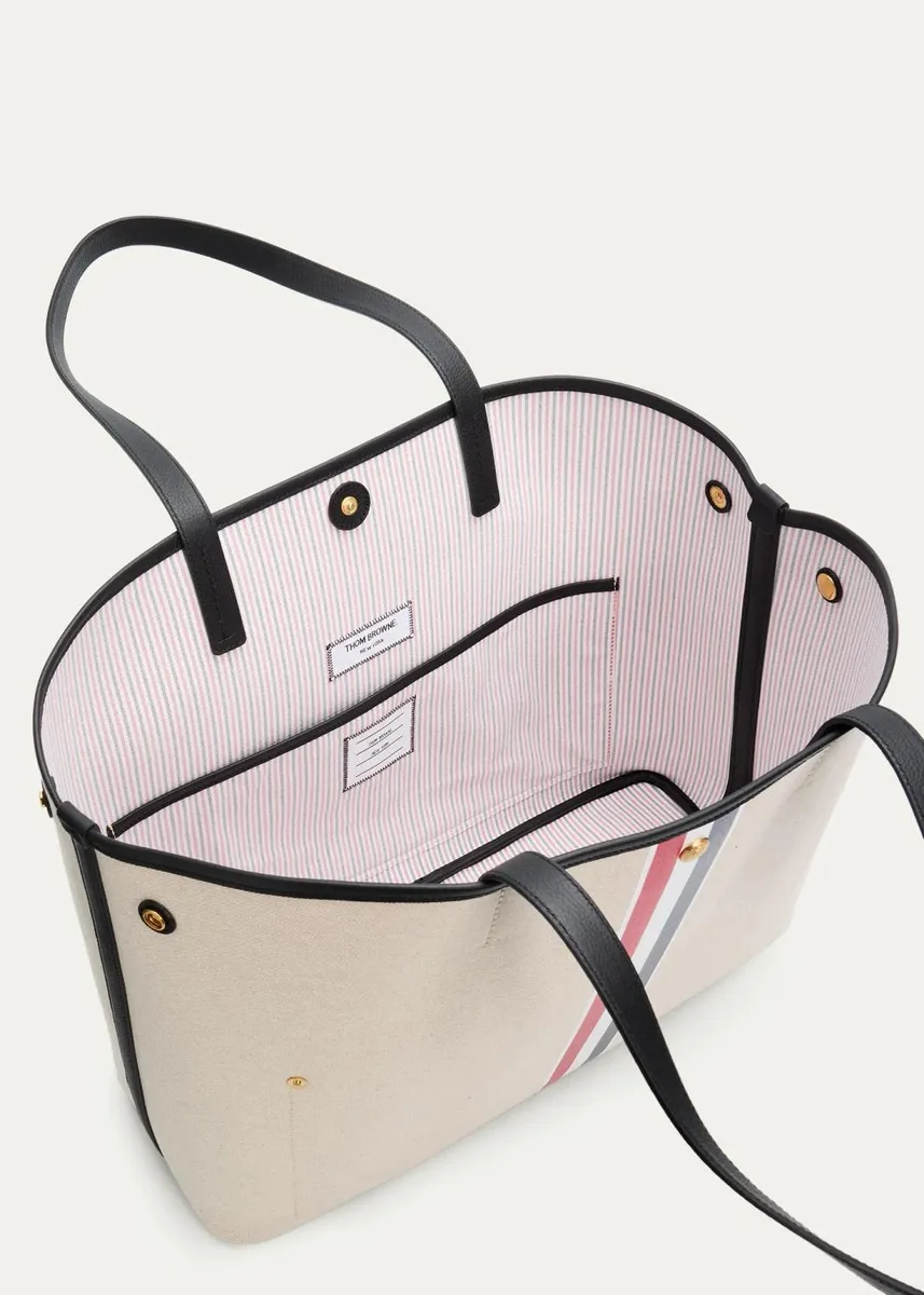 Thom Browne Tricolor-Striped Canvas Tote Bag | Thumbnail 4 Thom Browne Tricolor-Striped Canvas Tote Bag | Thumbnail 4