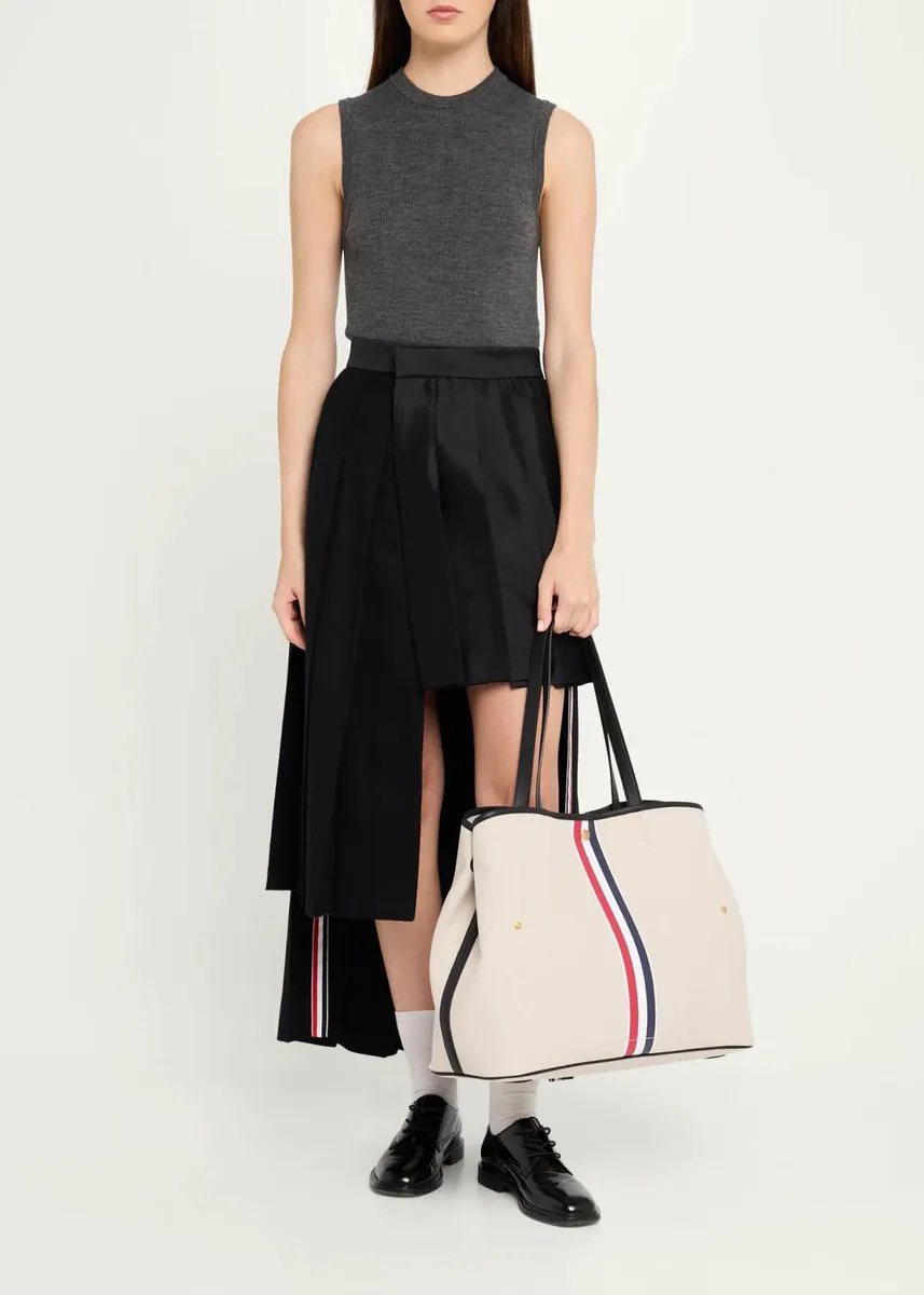 Thom Browne Tricolor-Striped Canvas Tote Bag | Thumbnail 5 Thom Browne Tricolor-Striped Canvas Tote Bag | Thumbnail 5