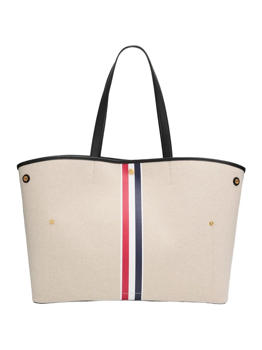 Thom Browne Tricolor-Striped Canvas Tote Bag