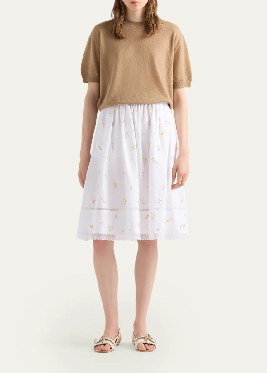 Prada Cashmere Short-Sleeve Crewneck Sweater | Thumbnail 2 Prada Cashmere Short-Sleeve Crewneck Sweater | Thumbnail 2