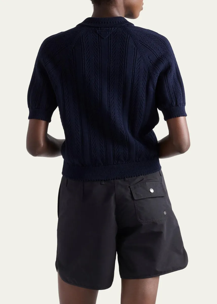 Prada Cotton Short-Sleeve Polo Shirt | Thumbnail 3 Prada Cotton Short-Sleeve Polo Shirt | Thumbnail 3
