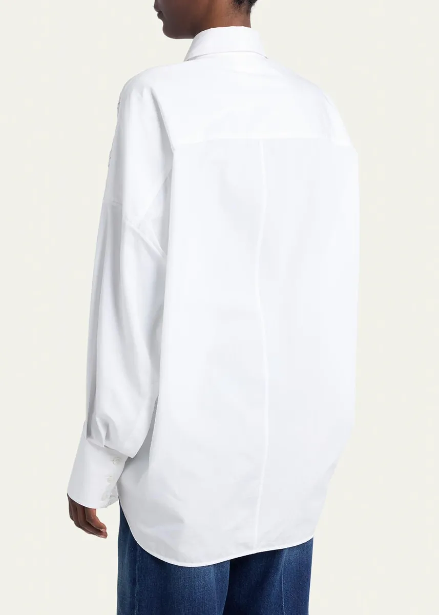Stella McCartney Lace-Paneled Poplin Button-Down Shirt | Thumbnail 3