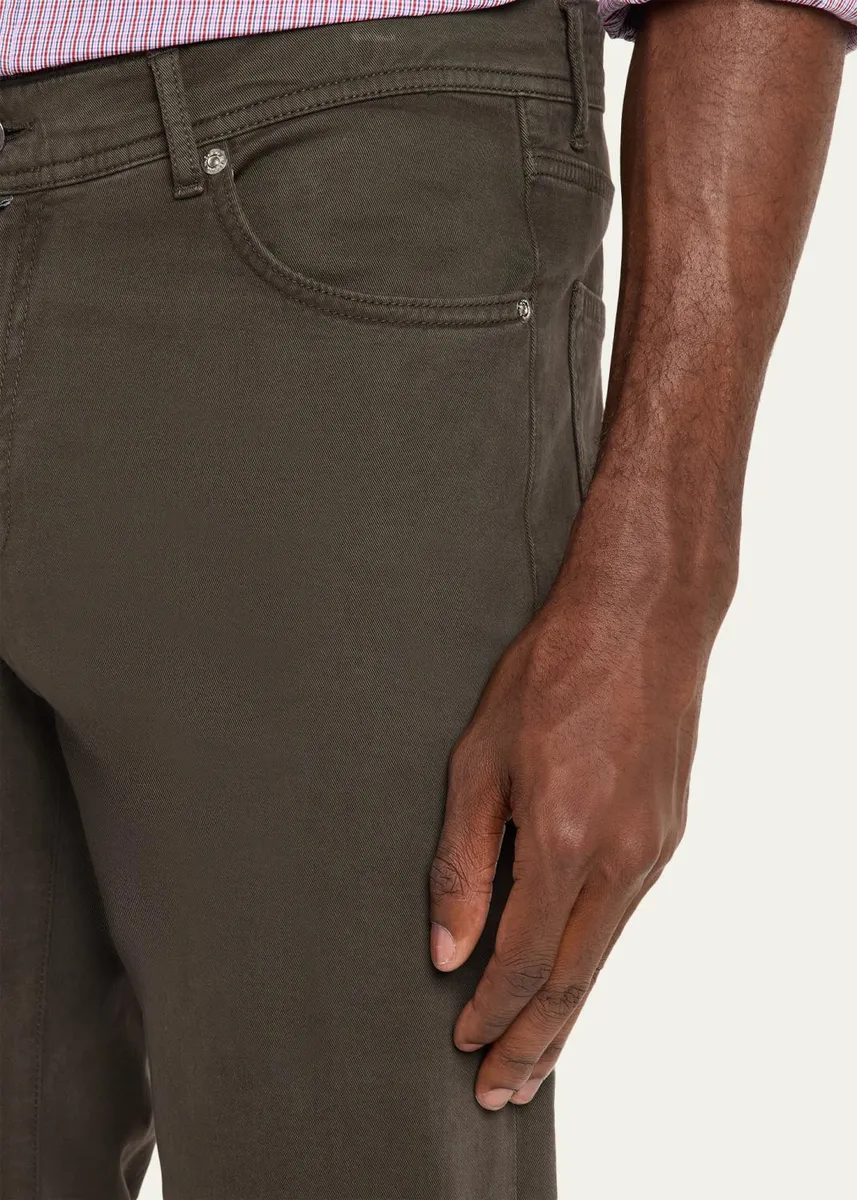 Kiton Men's Cotton and Cashmere Stretch Slim Straight Five-Pocket Pants | Thumbnail 5