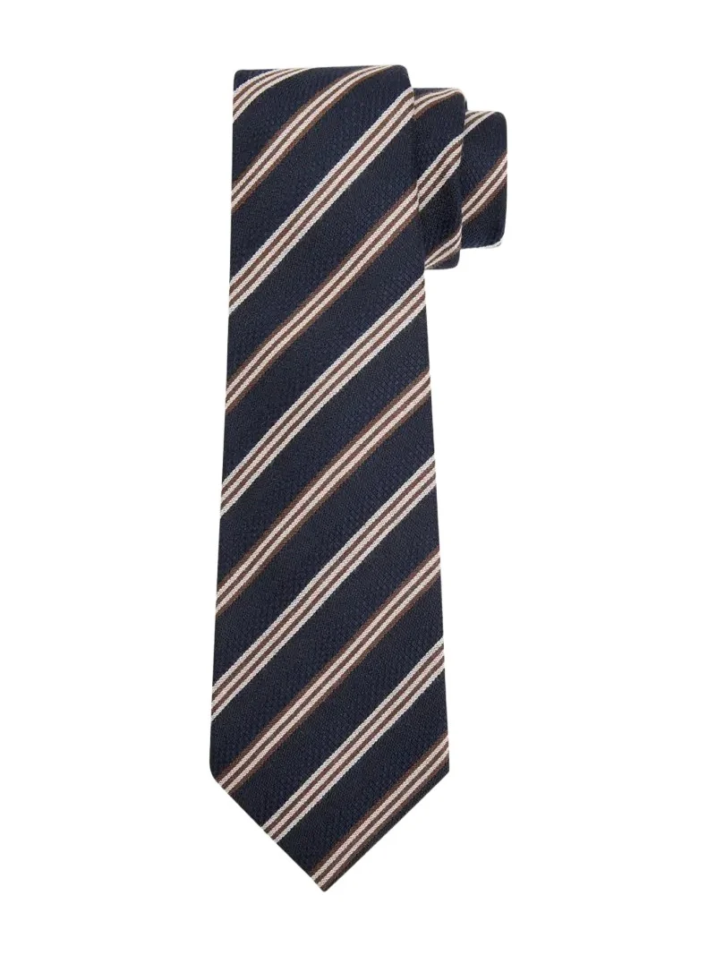 Kiton Men's Stripe Silk Sevenfold Tie