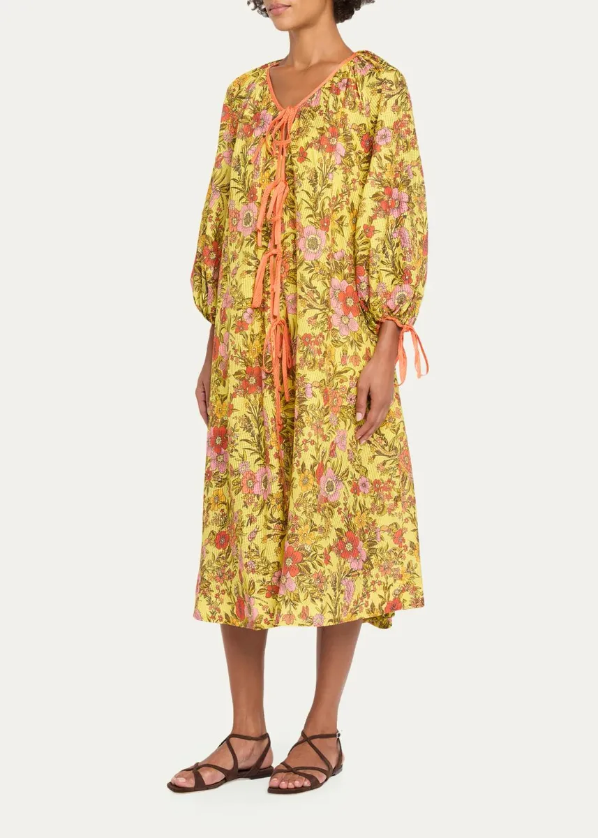ALÉMAIS Kitty Floral Tie Midi Dress | Thumbnail 4