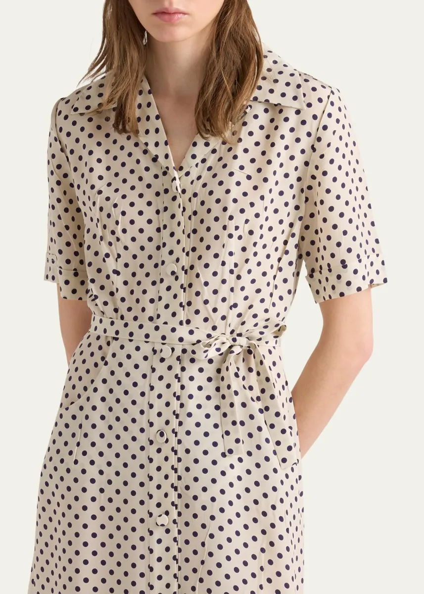 Prada Polka-Dot Print Marocain Shirtdress | Thumbnail 4