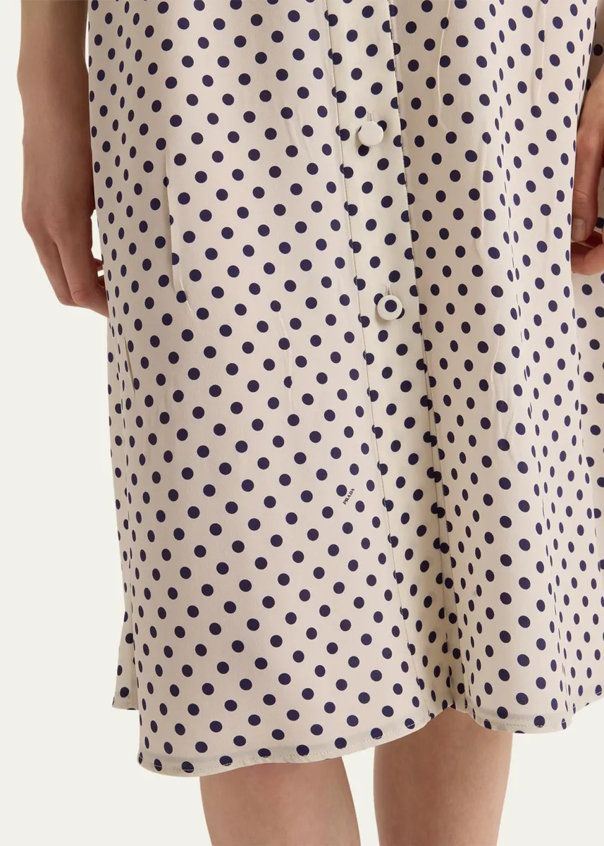 Prada Polka-Dot Print Marocain Shirtdress | Thumbnail 5