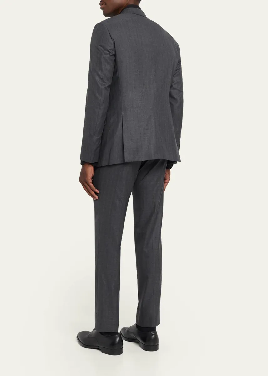 Giorgio Armani Men's Wool Herringbone Single-Breasted Suit | Thumbnail 3 Giorgio Armani Men's Wool Herringbone Single-Breasted Suit | Thumbnail 3