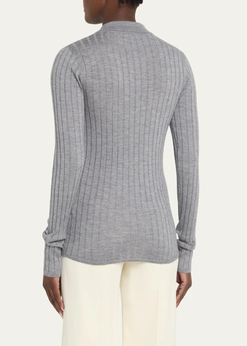 TOTEME Slim Ribbed Long Sleeve Shirt | Thumbnail 3 TOTEME Slim Ribbed Long Sleeve Shirt | Thumbnail 3
