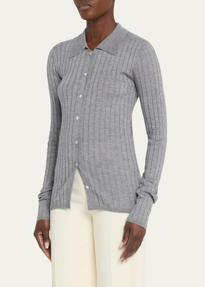 TOTEME Slim Ribbed Long Sleeve Shirt | Thumbnail 4 TOTEME Slim Ribbed Long Sleeve Shirt | Thumbnail 4