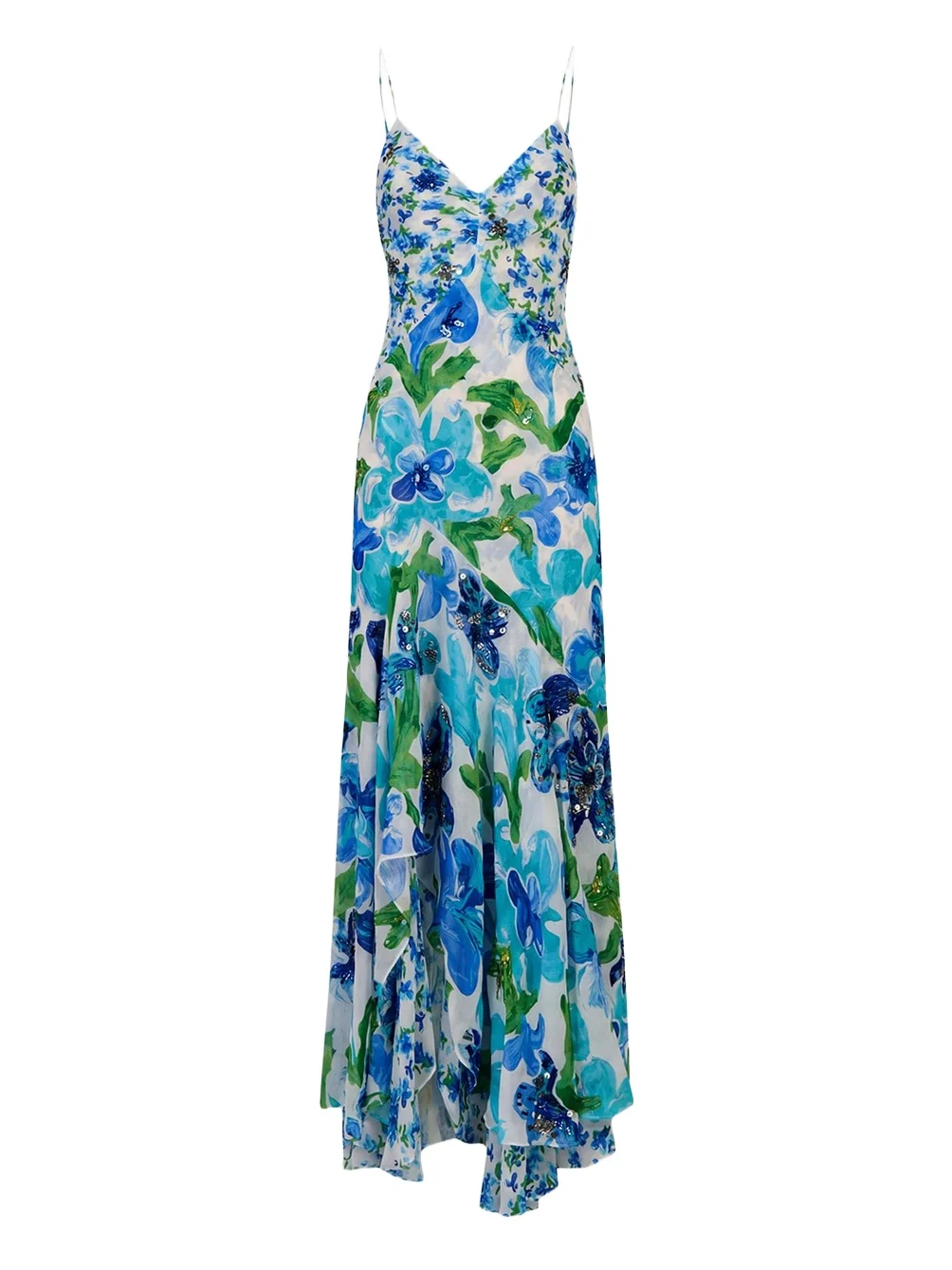 Diane von Furstenberg Eileen Beaded Floral-Print Maxi Dress