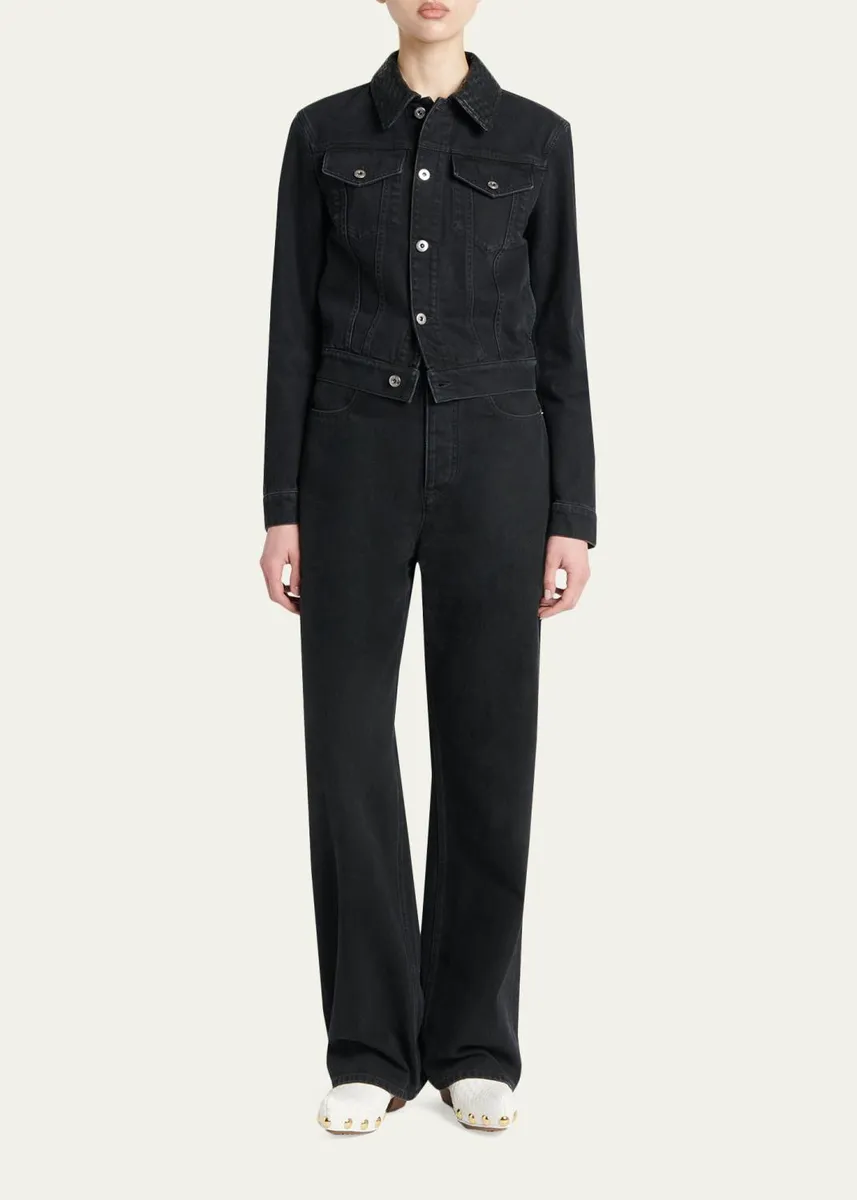 Bottega Veneta Intrecciato-Collar Faded Black Denim Jacket | Thumbnail 2