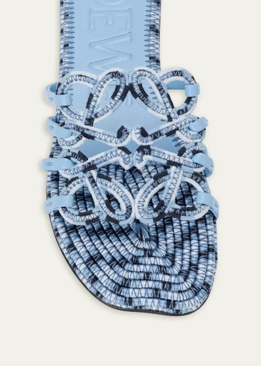 Loewe x Paula's Ibiza Petal Anagram Crochet Flat Slide Sandals | Thumbnail 3