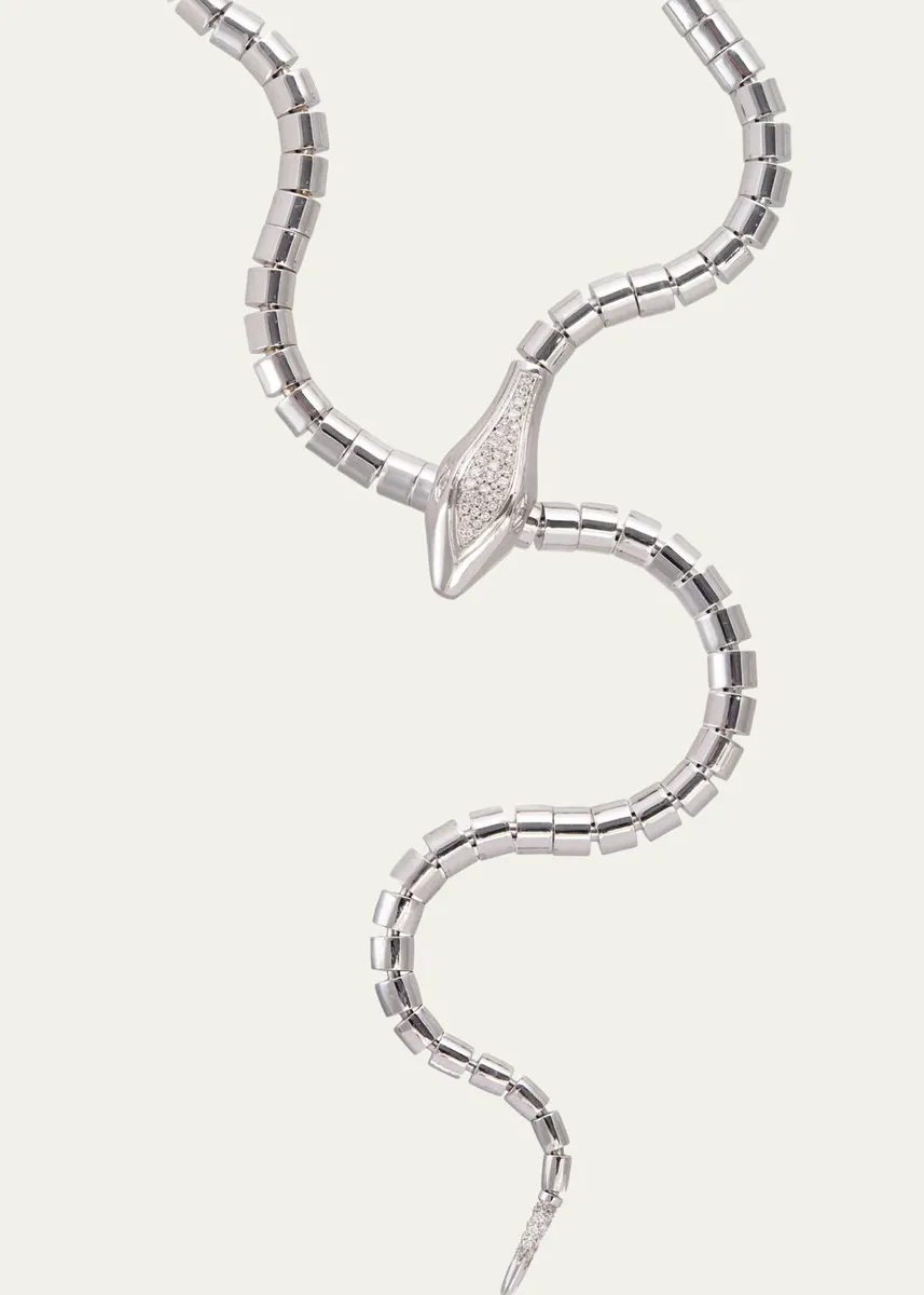 SIDNEY GARBER 18K White Gold Wrap Around Snake Lariat with Diamonds | Thumbnail 2 SIDNEY GARBER 18K White Gold Wrap Around Snake Lariat with Diamonds | Thumbnail 2