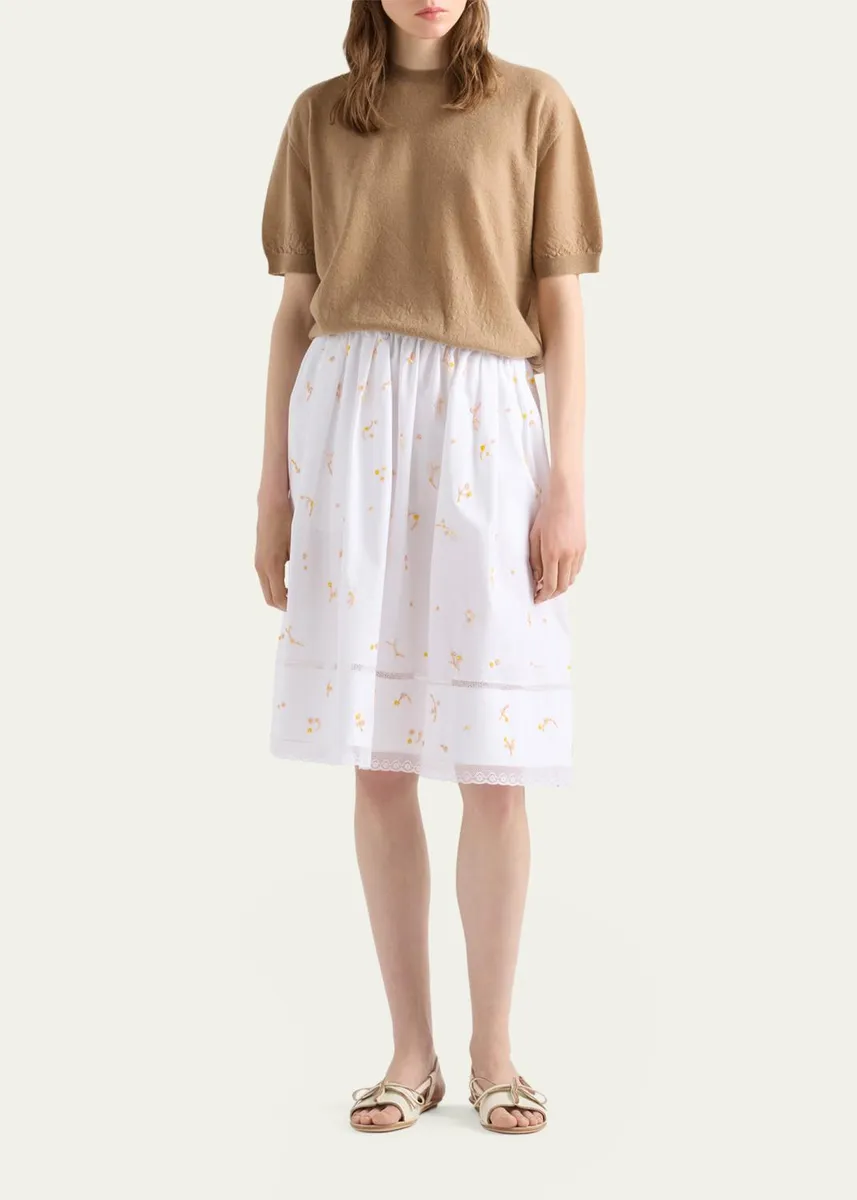 Prada Embroidered Cotton Poplin Skirt | Thumbnail 2
