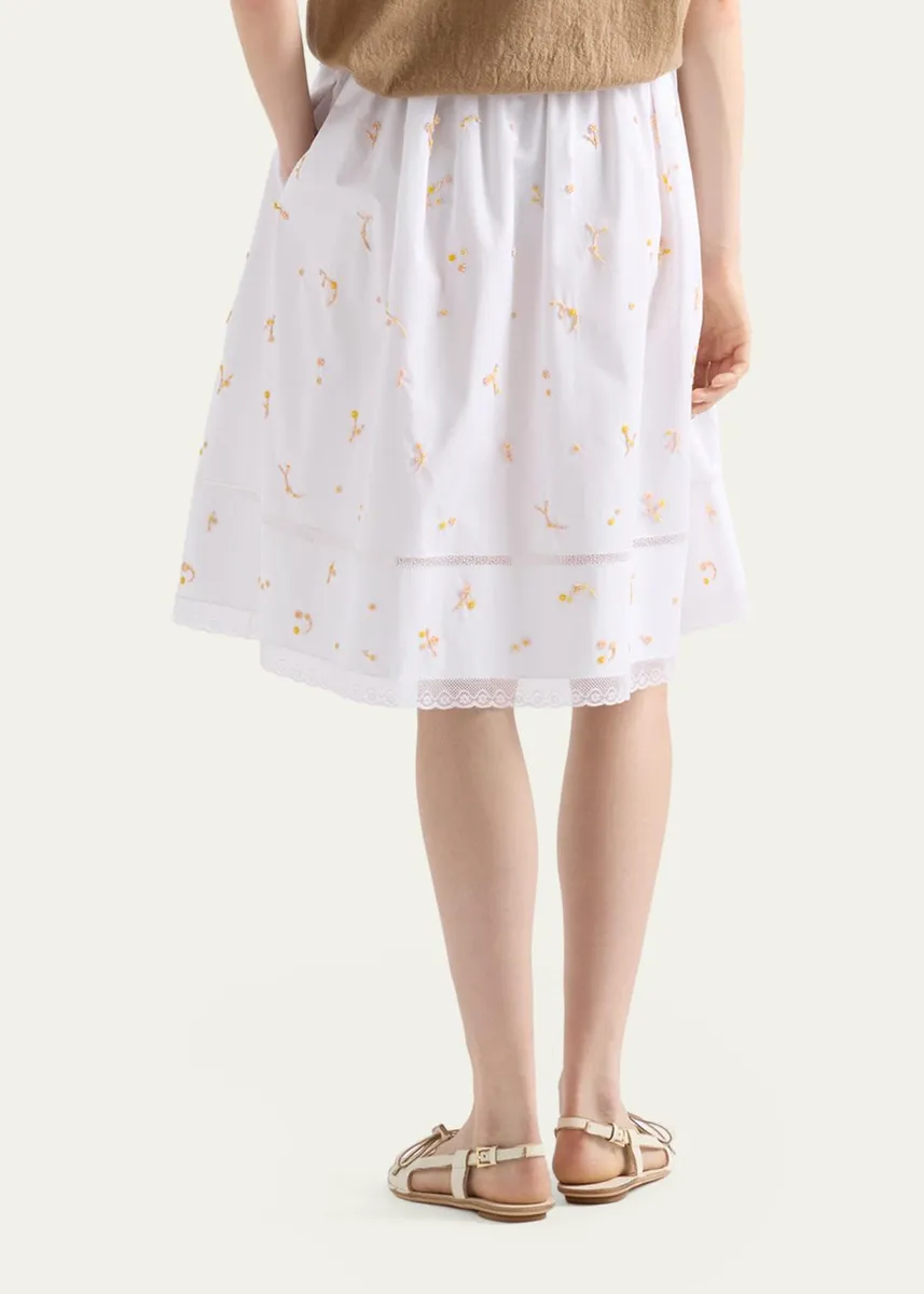Prada Embroidered Cotton Poplin Skirt | Thumbnail 3