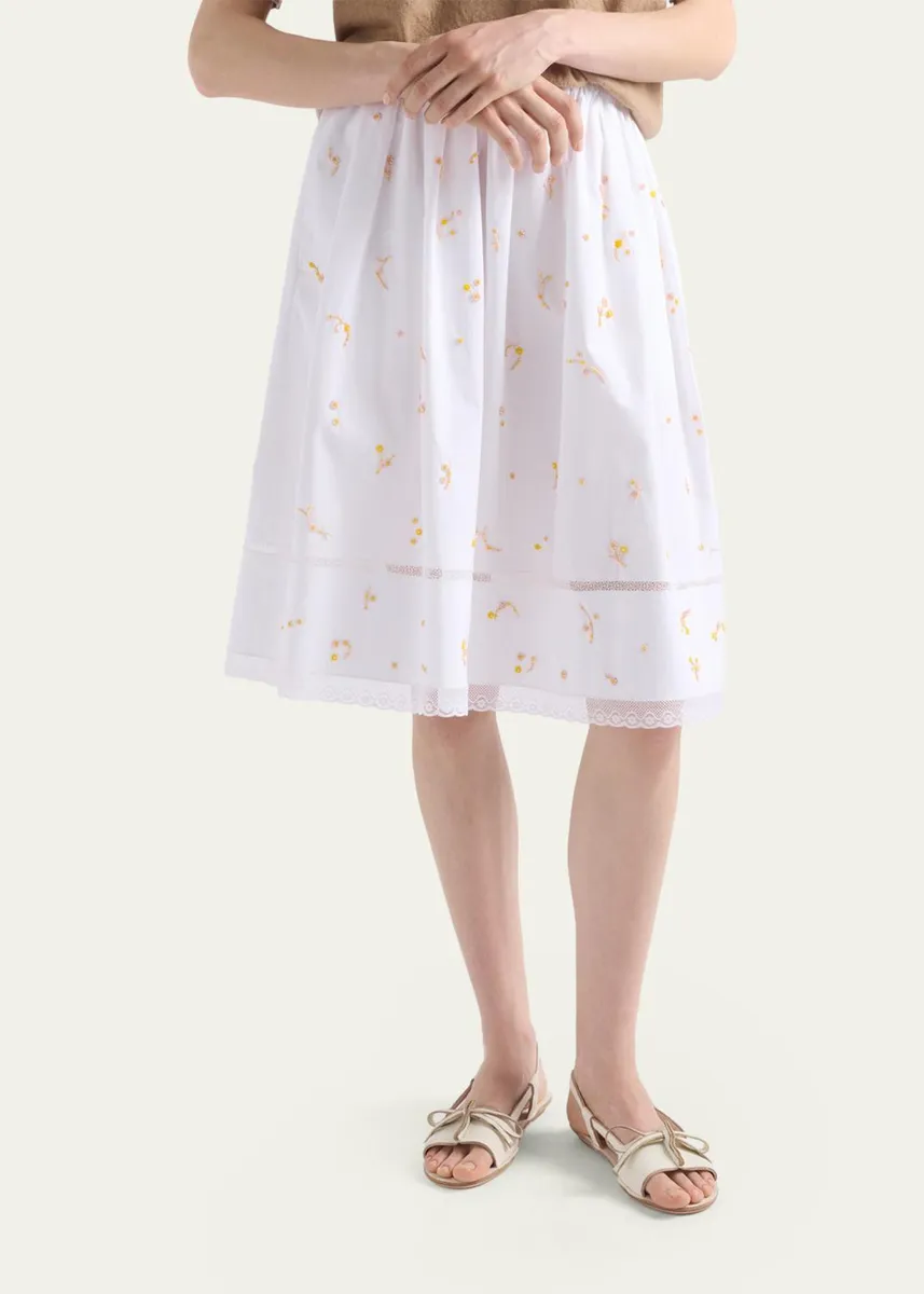 Prada Embroidered Cotton Poplin Skirt | Thumbnail 4