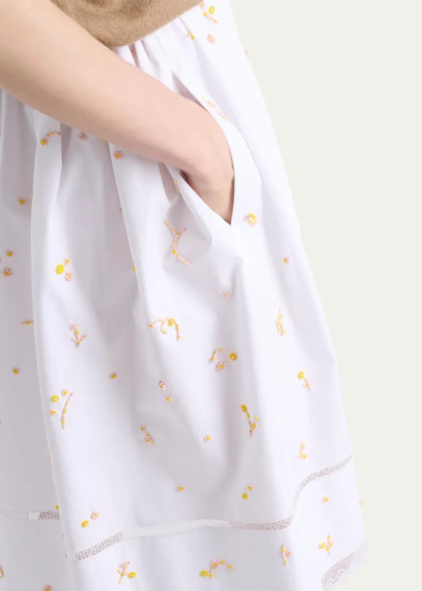 Prada Embroidered Cotton Poplin Skirt | Thumbnail 5
