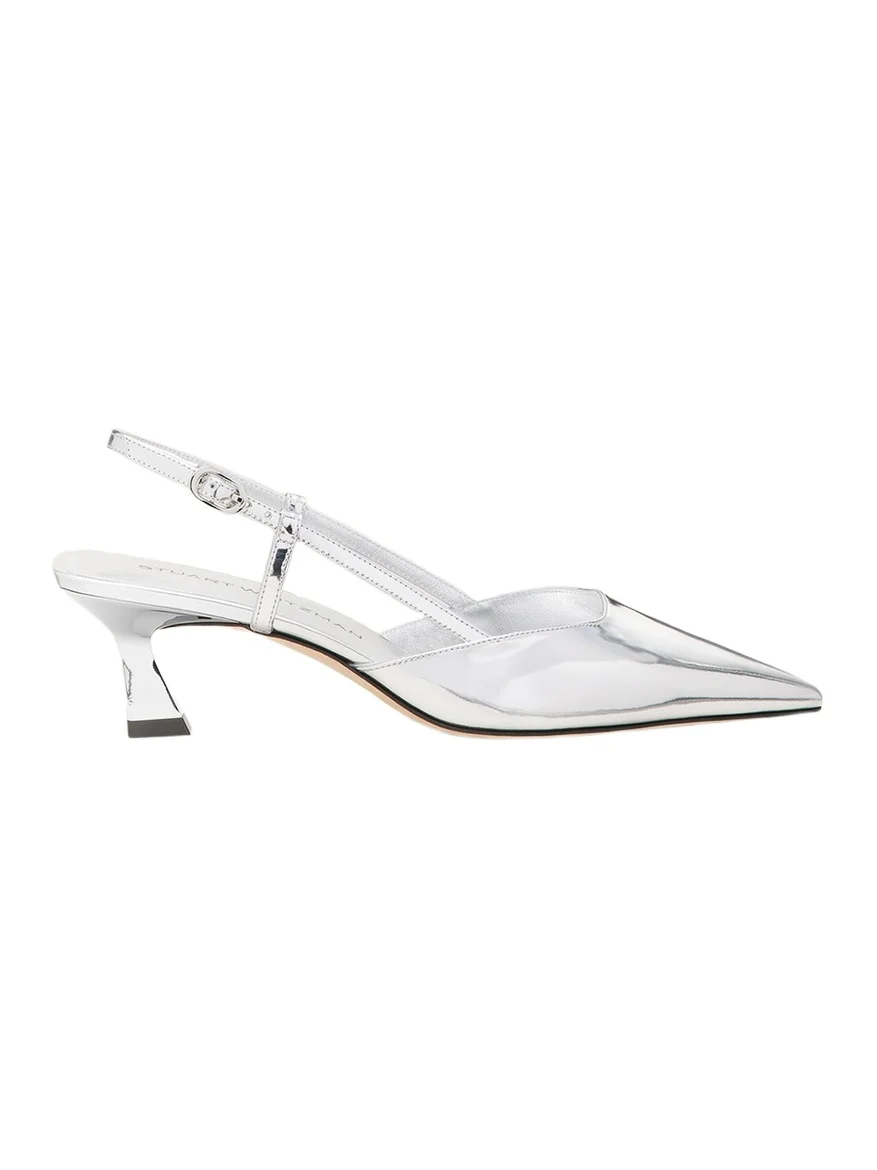 Stuart Weitzman Vinnie Metallic Kitten Slingback Pumps