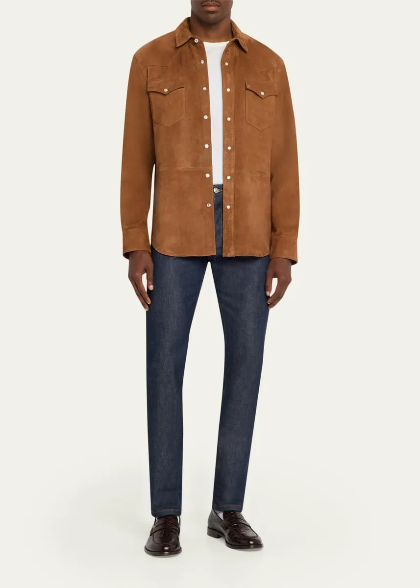 OFFICINE GÉNÉRALE Men's Suede Western Overshirt | Thumbnail 2 OFFICINE GÉNÉRALE Men's Suede Western Overshirt | Thumbnail 2