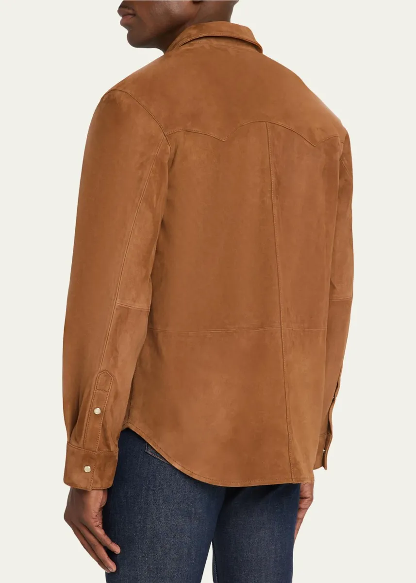 OFFICINE GÉNÉRALE Men's Suede Western Overshirt | Thumbnail 3 OFFICINE GÉNÉRALE Men's Suede Western Overshirt | Thumbnail 3