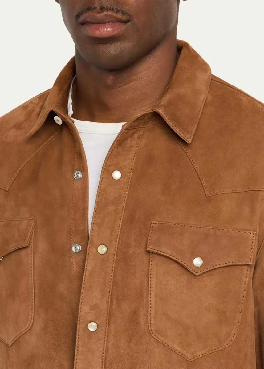 OFFICINE GÉNÉRALE Men's Suede Western Overshirt | Thumbnail 5 OFFICINE GÉNÉRALE Men's Suede Western Overshirt | Thumbnail 5