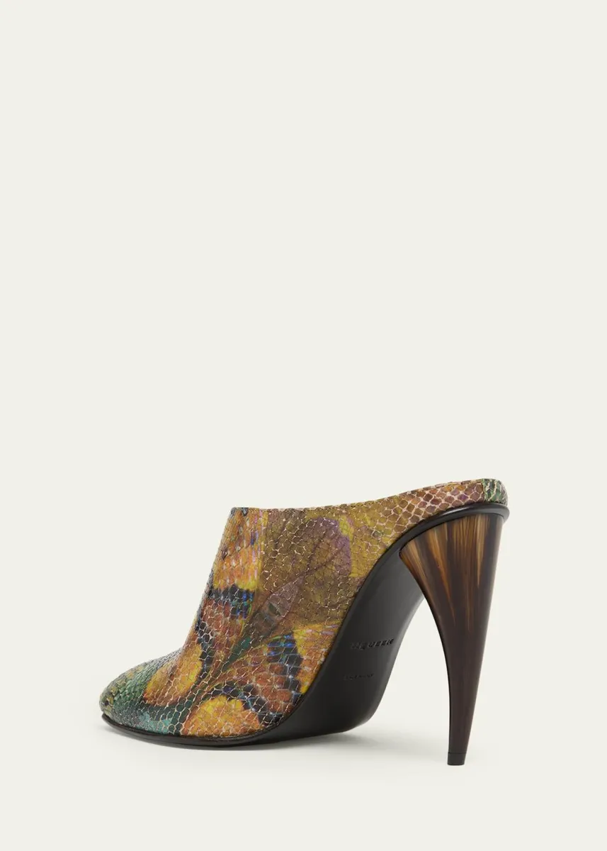Alexander McQueen 105mm Horn Heel Peep-Toe Mules | Thumbnail 4 Alexander McQueen 105mm Horn Heel Peep-Toe Mules | Thumbnail 4