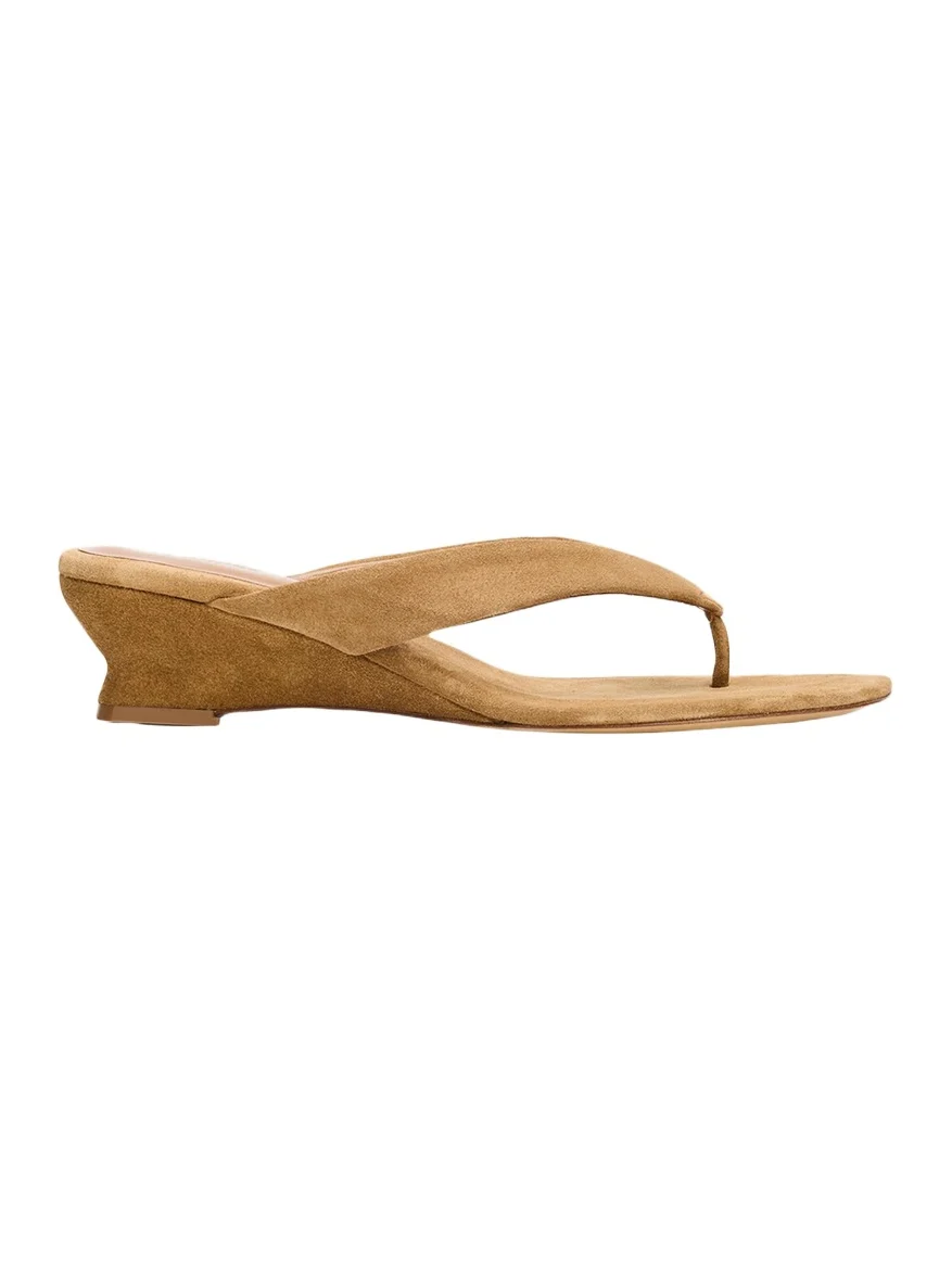 Le Monde Béryl 50mm Suede Micro Wedge Thong Sandals