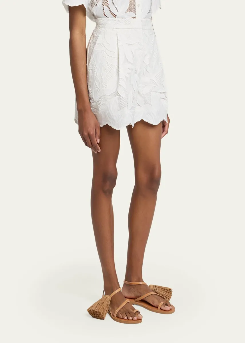 Erdem Floral Cutwork Cotton Pleated Shorts | Thumbnail 4 Erdem Floral Cutwork Cotton Pleated Shorts | Thumbnail 4