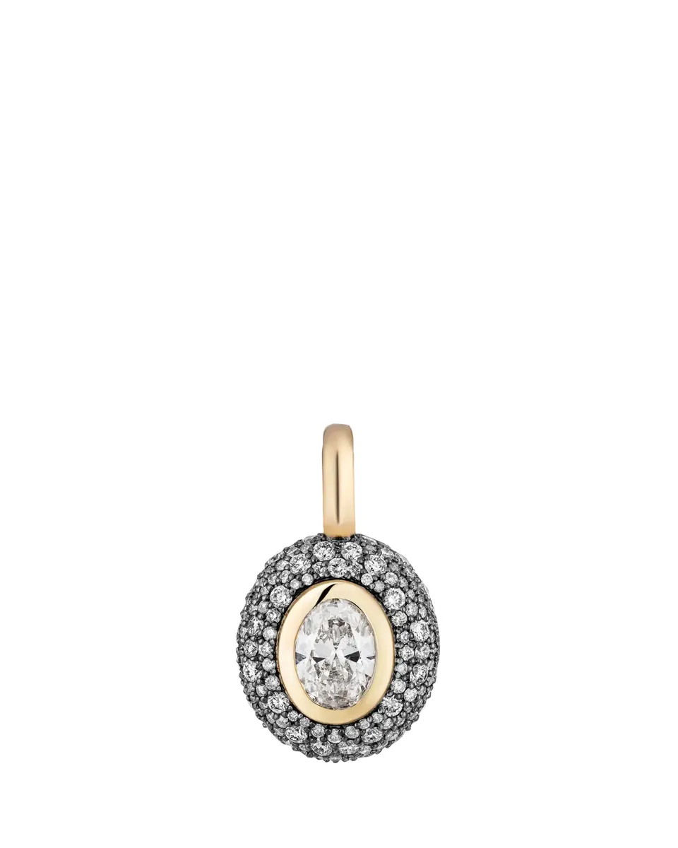 Mason and Books 14K Floret Medium Oval Pendant with Diamonds and Black Rhodium | Thumbnail 2