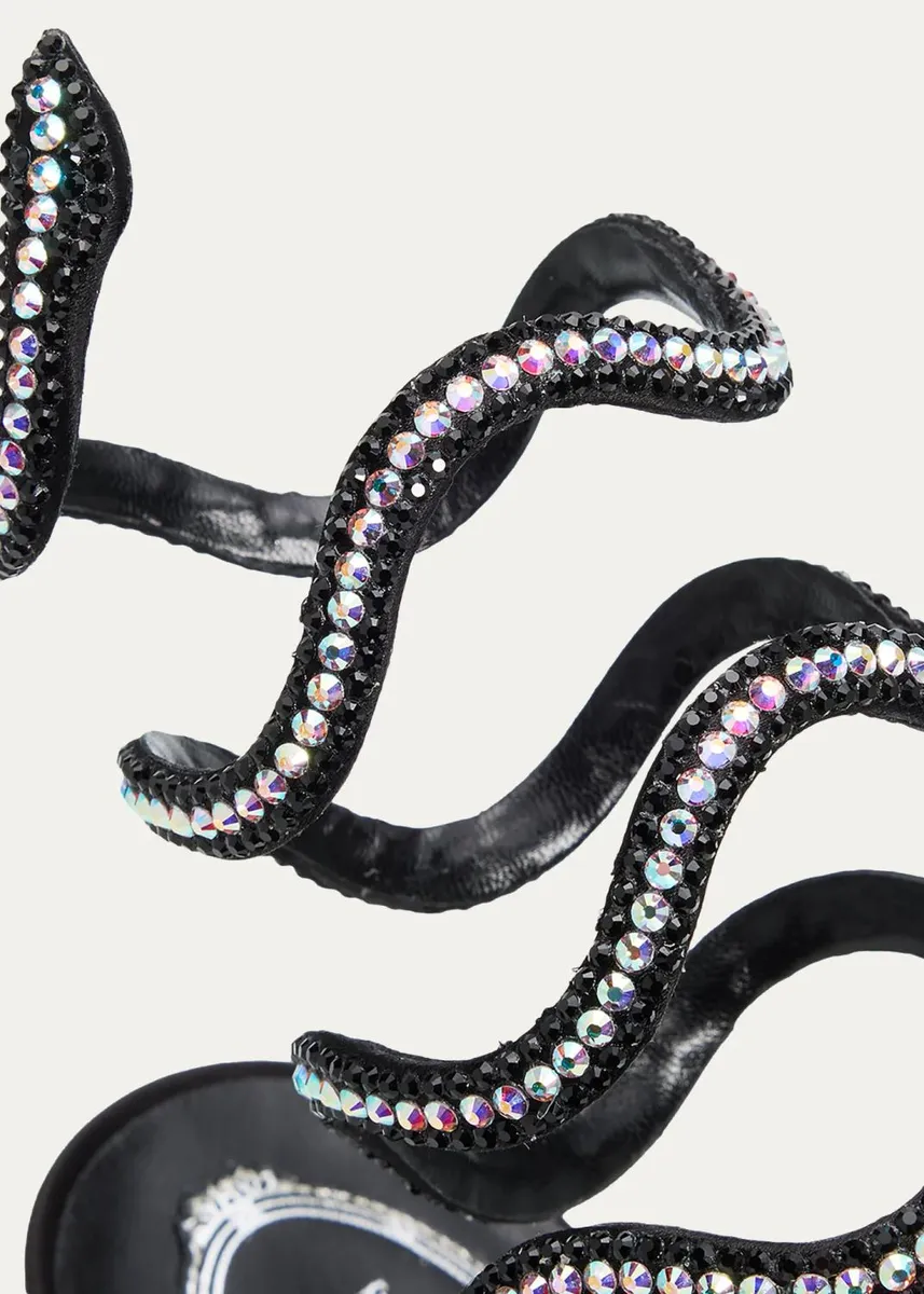 René Caovilla 105mm Embellished Satin Snake-Wrap Sandals | Thumbnail 5 René Caovilla 105mm Embellished Satin Snake-Wrap Sandals | Thumbnail 5
