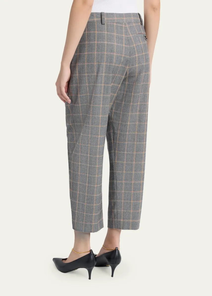 Stella McCartney Check Tapered Barrel-Leg Crop Trousers | Thumbnail 3
