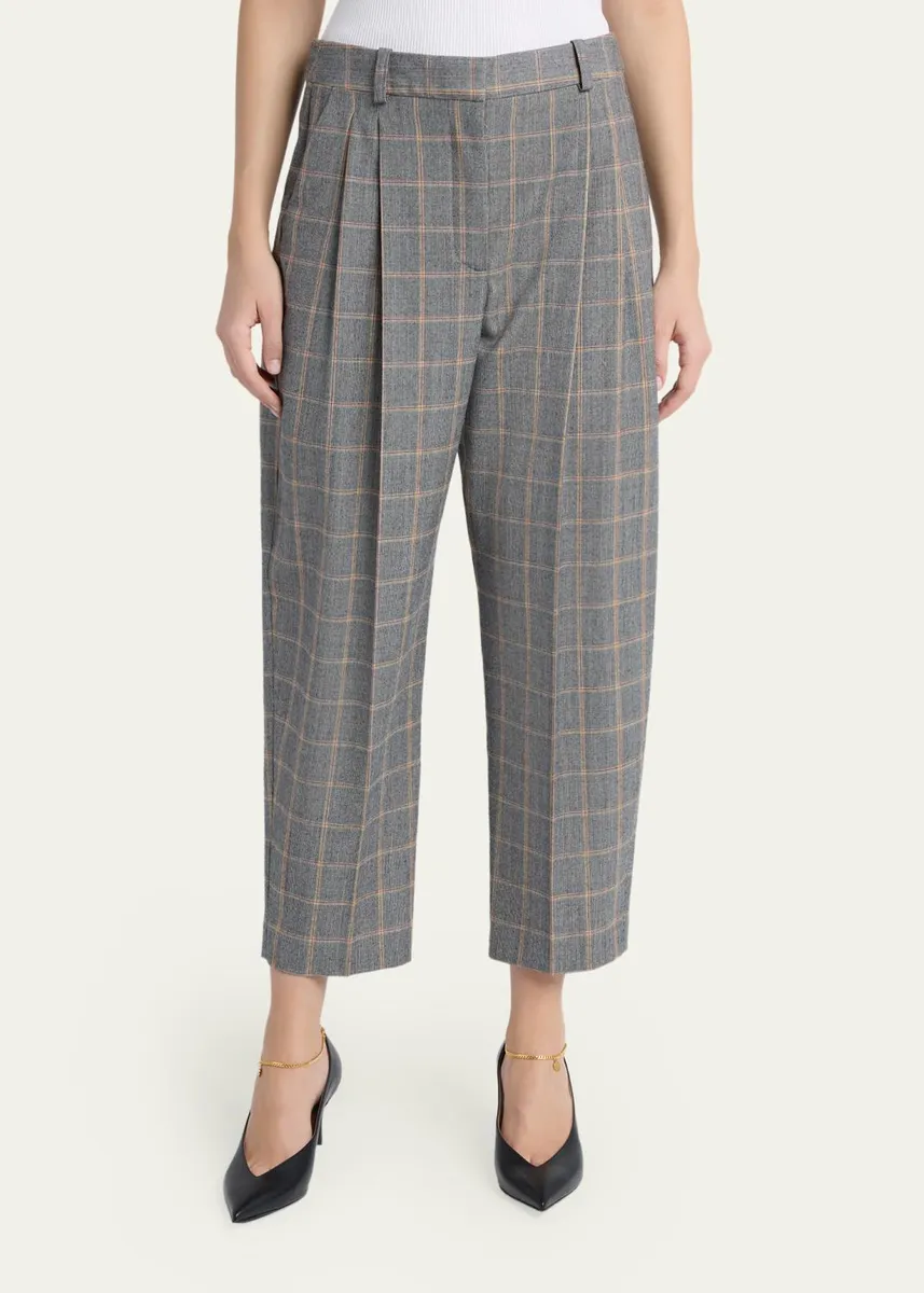 Stella McCartney Check Tapered Barrel-Leg Crop Trousers | Thumbnail 4