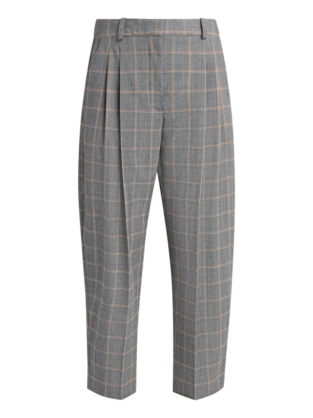 Stella McCartney Check Tapered Barrel-Leg Crop Trousers