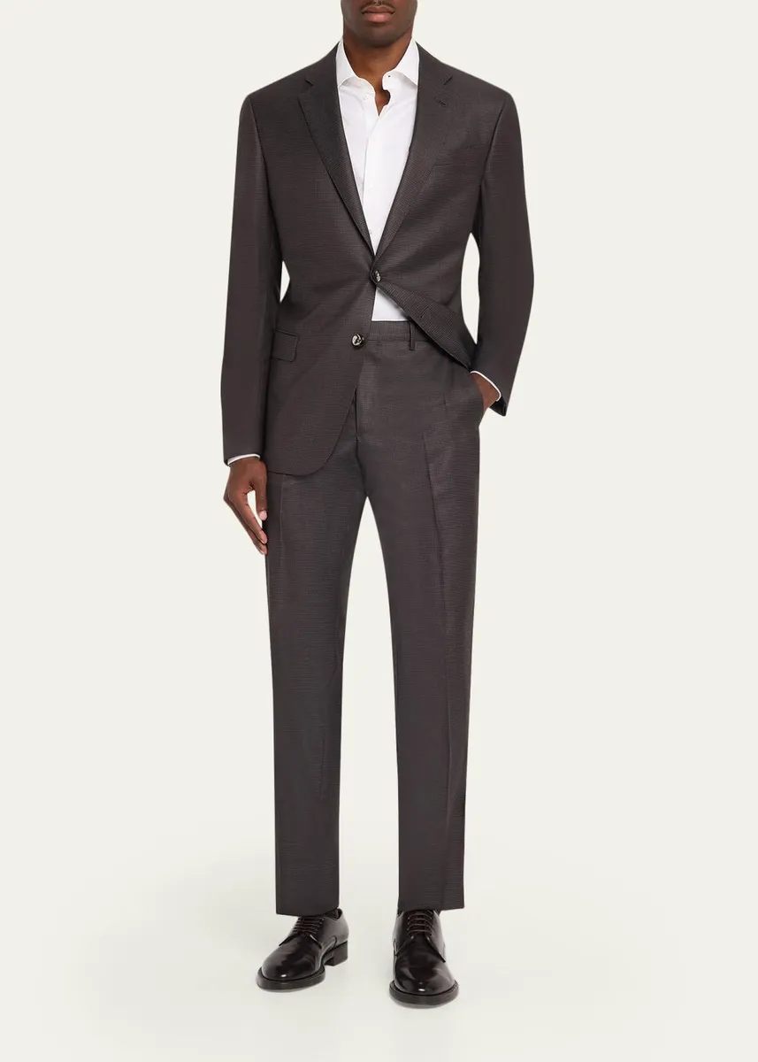 Giorgio Armani Men's Soft Line Micro-Check Two-Piece Suit | Thumbnail 2