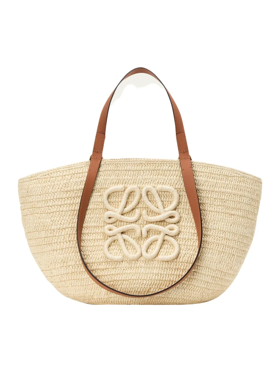 x Paula's Ibiza Extra Large Eclipse Basket Bag in Raffia and Calfskin x Paula's Ibiza Extra Large Eclipse Basket Bag in Raffia and Calfskin