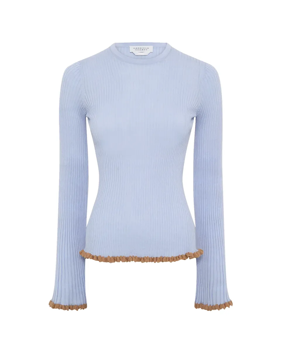Gabriela Hearst Erya Ruffle-Trim Rib Crewneck Sweater | Thumbnail 2