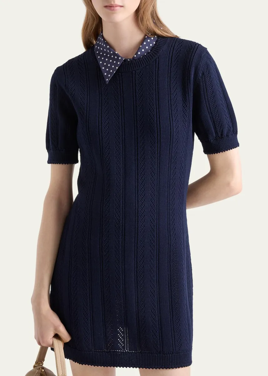 Prada Openwork Cotton Mini Dress | Thumbnail 4