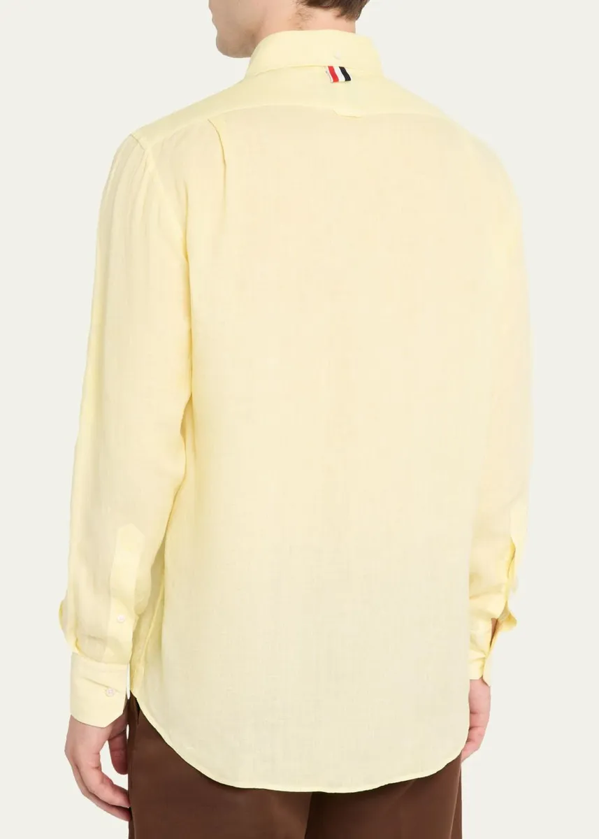 Thom Browne Men's Linen Garment Dyed Button-Down Shirt | Thumbnail 7 Thom Browne Men's Linen Garment Dyed Button-Down Shirt | Thumbnail 7